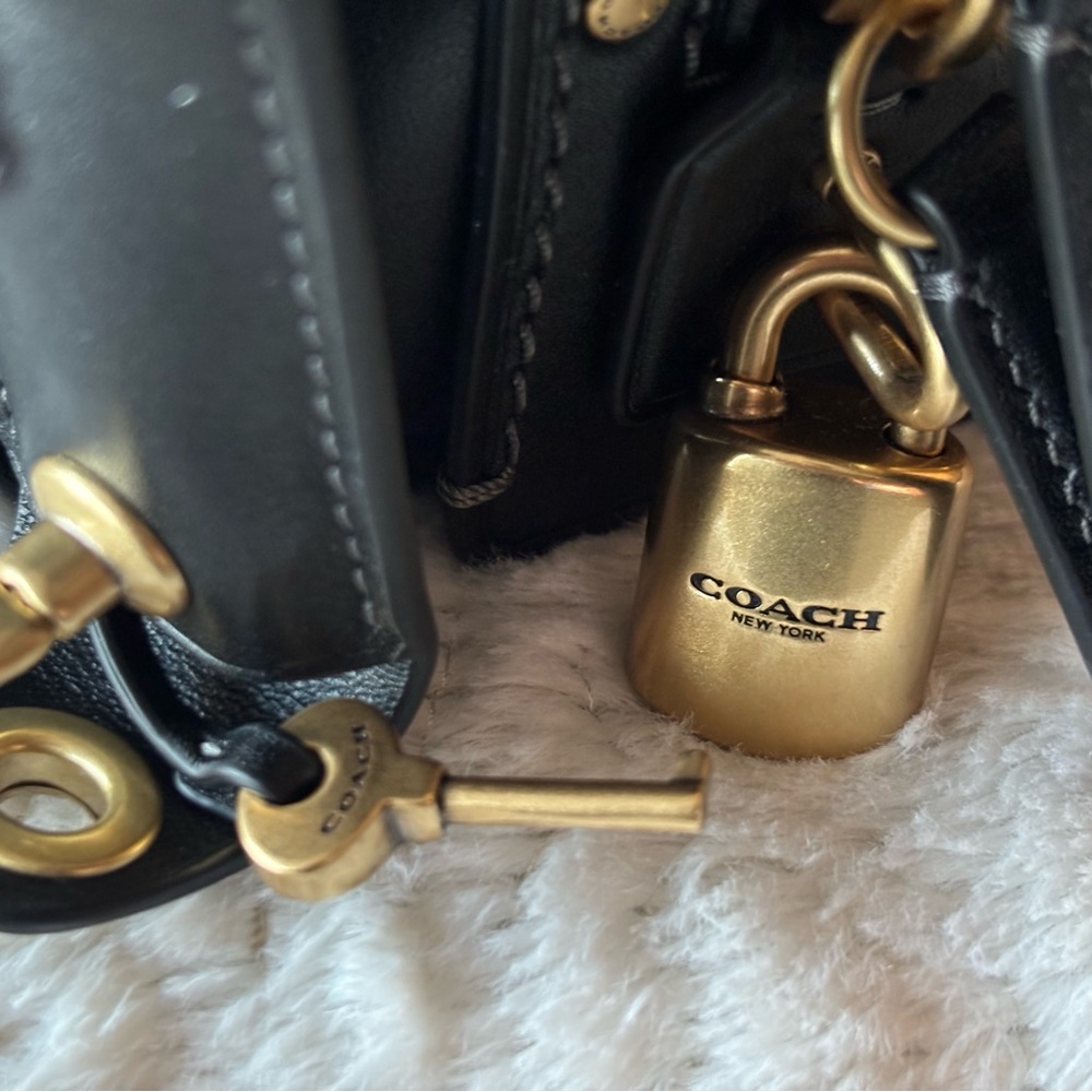 Coach Soft Rogue 34 in Black Leather with Gold Accents - Picture 3 of 12